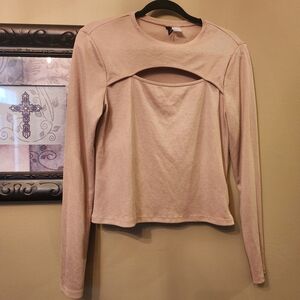H&M Blush Long Sleeve Cutout Top